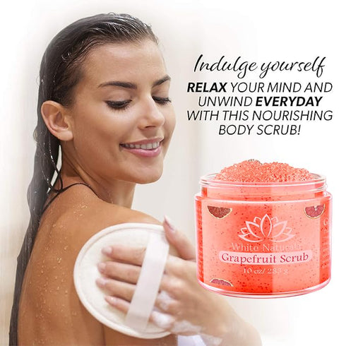 Organic Grapefruit Salt Scrub - Moisturize & Soften Skin, Pure Natural Skincare Exfoliator for Body & Face
