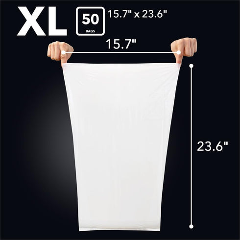 BOS Odor-Sealing Kitchen, Home & Food Small Trash Bags, Disposable Bags, Scent & Smell Free (50 Bags) [Size XL, Color