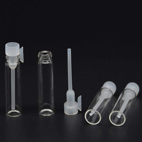 Teensery 100 Pcs Empty Mini Glass Perfume Sample Bottles, Refillable Vial Containers with Clear Cap (2ml)