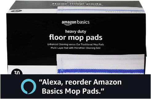 Amazon Basics Heavy Duty Dry Mop Pads, 30 Count, 11" x 5.9" for Efficient Cleaning