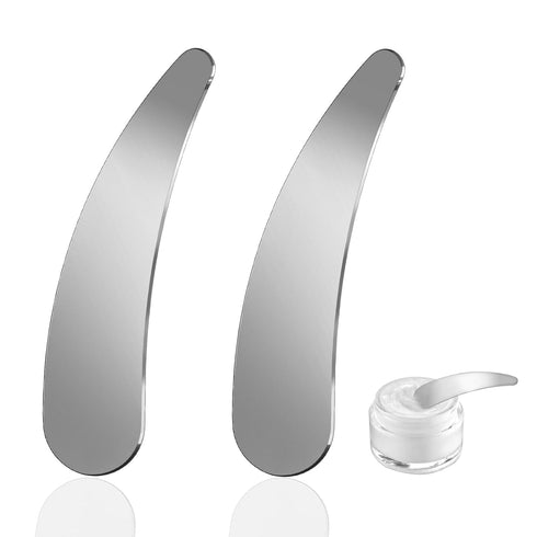 2Pcs Mini Metal Cosmetic Spatulas, Skincare Mixing and Sampling Makeup Tools for Creams, Eye Cream, Essences (2PCS)
