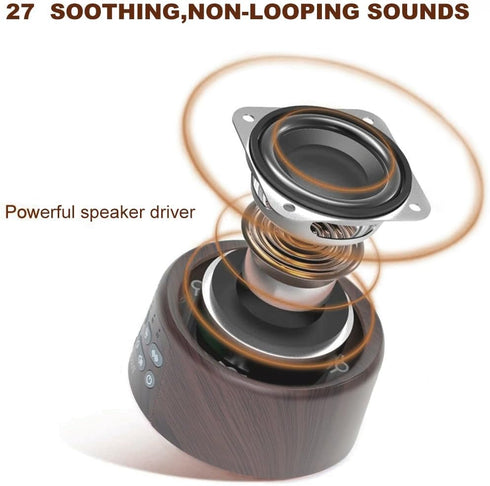 White Noise Machine - Sleep Sound Machine with Soothing Sounds, Timer & Memory Function for Relaxation (Brown Wood