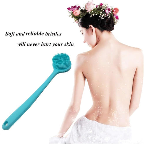 Silicone Body Scrubber, Long Handle Back Scrubber for Shower, Body Exfoliator Shower Brush