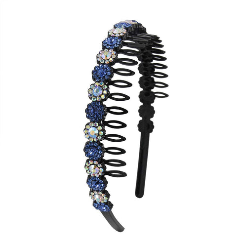 Yeshan Teeth Comb Headbands for Women, Pack of 4 with Rhinestone and Crystal Beaded Plastic Hairbands