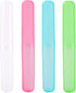 Medsuo 4pcs Plastic Toothbrush Case, Travel Cover Holder, Storage (Pink, Blue, Green, White)