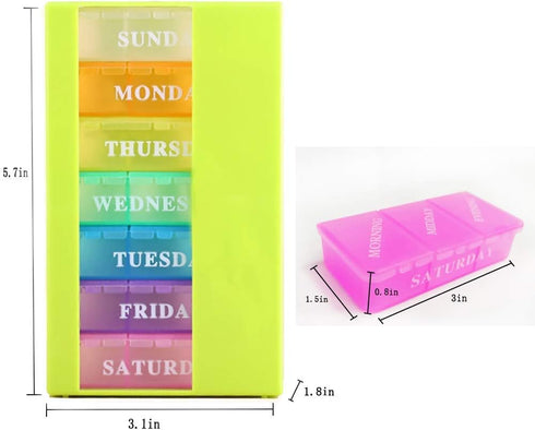 Vini 7 3 Medicine Organizer with Small Pill Organizers Times a Day Large Stackable Pill Dispenser for Supplement