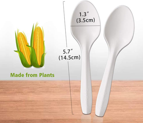Eco-Friendly Compostable Spoons 150 Pieces Disposable Spoons Made from Starch Durable and Heat Resistant Biodegradable Utensils Great for Party Restaurant Suppluies or Daily Use