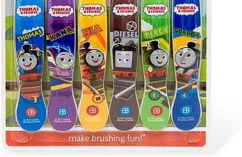 Brush Buddies Thomas & Friends Toothbrush for Kids, Soft Bristles, Toddler Toothbrushes Ages 2-4, 6PK