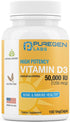 Puregen Labs Vitamin D3 50,000 IU - 100 Vegetable Capsules for Healthy Muscle Function & Immune Support, Non-GMO &