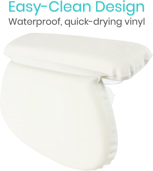Slip Resistant Large Thick Soft Waterproof Spa Bath Pillow, 2 Panel Cushion Support for Curved or Straight Tubs
