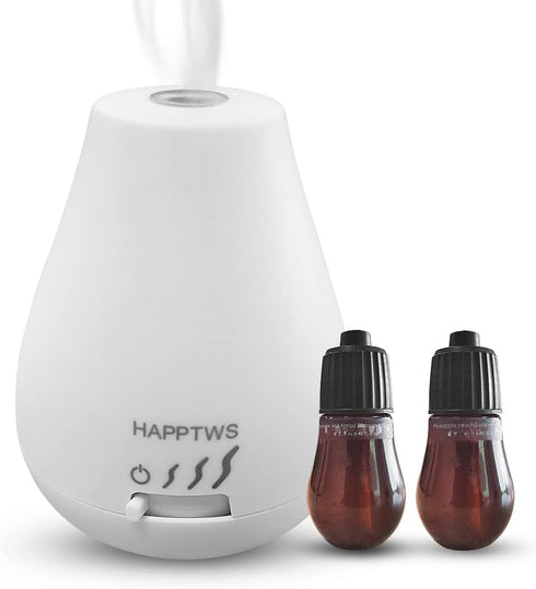Essential Oil Diffuser - Waterless, Battery Powered, 3 Timer Settings for Bedroom, Yoga Room, Toilet, Pet Room, White