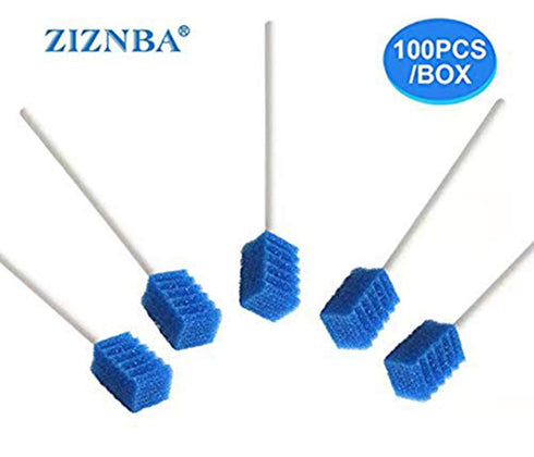 Disposable Oral Swabs, Sterile Dental Sponge Swabsticks, Unflavored for Mouth & Gum Cleaning, 100 Count.