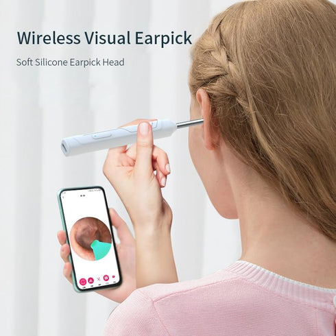 Earwax Removal Kit with Camera and Light, 6 Ear Spoons, Compatible with iOS & Android Devices, White