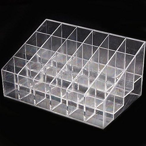 Transparent Cosmetic Makeup Organizer, Clear 24 Lattices Lipsticks and Lotion Storage Display Holder