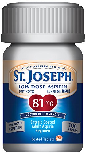 St. Joseph Aspirin Pain Reliever (NSAID) 81mg, Enteric Safety Coated, Adult Low Dose Regimen, 36 ct