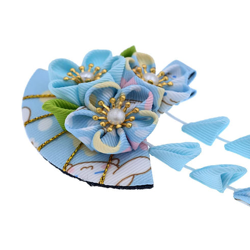 Japanese Style Women Flower Hair Clip, Tassel Hair Ornament, Kimono Decor Fabric Hanfu Hairpin