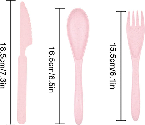 Wheat Straw Cutlery Set, Reusable Knives, Spoons, and Forks for 4, Perfect for Party, Travel, Picnic