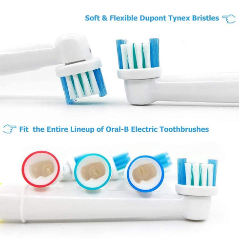 Brush Heads Compatible with Oral-B Braun Electric Toothbrush - Replacement Heads for Vitality, Genius