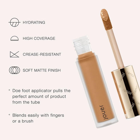 Jouer Essential High Coverage Liquid Concealer - Brightening Under Eye Dark Circles, Spot Coverage, DulceDeLeche
