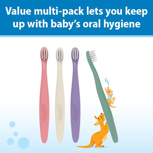 Set, 0-3 4-Pack Dr. Brown's Infant-to-Toddler Toothbrush Soft & Gentle Manual Toothbrushes for Baby