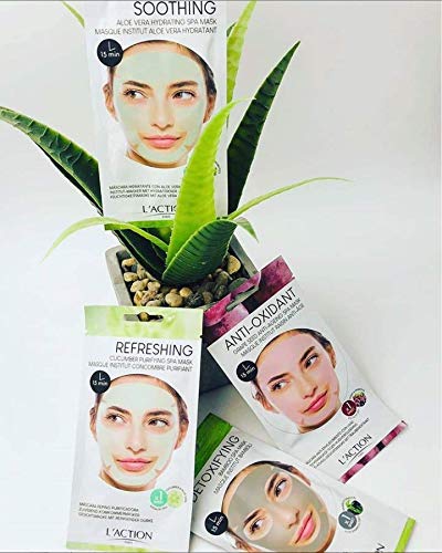 L'Action Paris Cucumber Purifying Spa Mask, Sheet Mask, Balances and Purifies Skin, Pack of 1