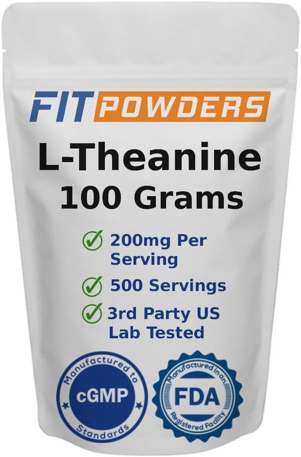L-Theanine Powder 100% Pure | Non-GMO, Vegan, Gluten Free | Mood and Cognitive Supplement (100 Grams)