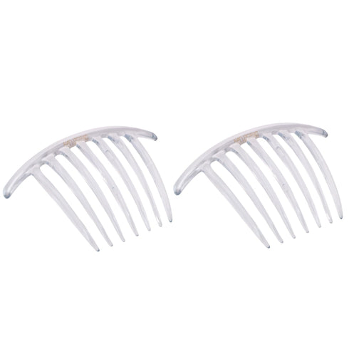 Parcelona Set of 2 Large 4" Celluloid Flexible Hair Combs, Clear, Made in France
