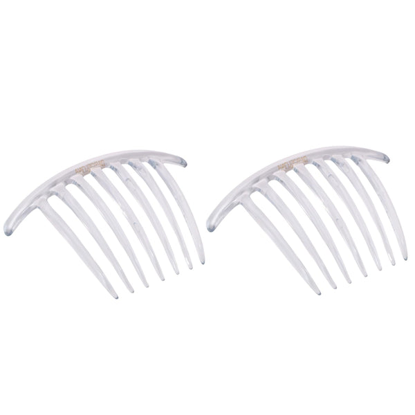 Parcelona Set of 2 Large 4" Celluloid Flexible Hair Combs, Clear, Made in France