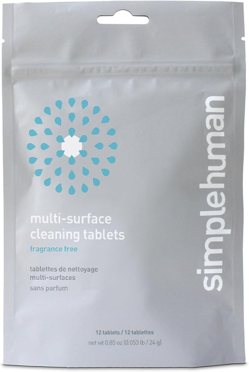 simplehuman Multi-Surface Cleaning Tablets, Fragrance Free, 12 Tablets