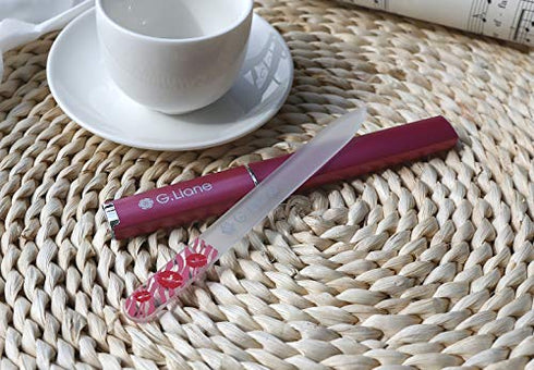 Premium Glass Nail File with Case - Professional Crystal Fingernail Files Perfect Manicure Set for Women Men Kids (Pink)