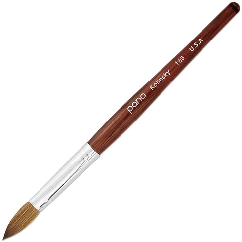 PANA Pure Kolinsky Hair Acrylic Nail Brush, Oval Crimped Shape with Mahogany Wood Handle (Size 6) for Nail Application