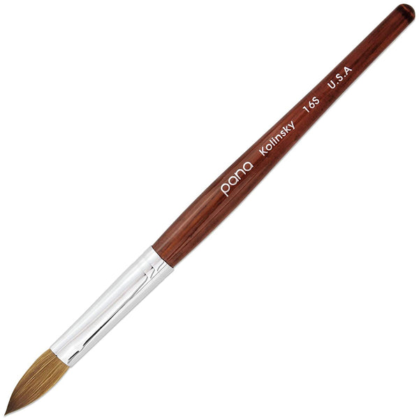 PANA Pure Kolinsky Hair Acrylic Nail Brush, Oval Crimped Shape with Mahogany Wood Handle (Size 6) for Nail Application
