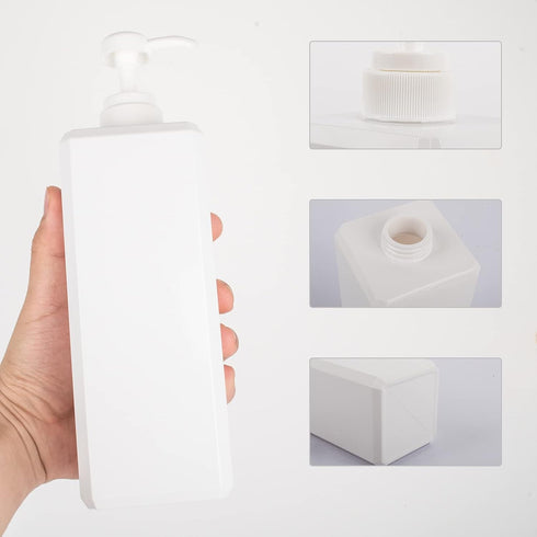 Pump Bottle, Refillable Plastic Empty Lotion Dispenser for Bathroom Shampoo and Body Wash, 32oz/1L White, 2 Pack