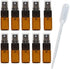 JJKMALL 10Pcs Mini 3ML Amber Glass Perfume Spray Bottle, Travel Refillable Cosmetic Atomizer + 3ML Dropper