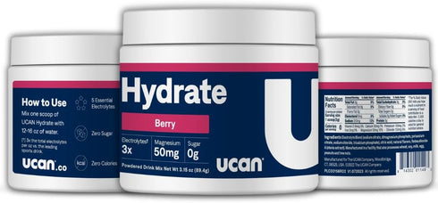 UCAN Hydrate Electrolyte Drink Mix (Berry, 30 Servings) Sugar-Free, Keto-Friendly, Vegan, Non-GMO, Gluten-Free