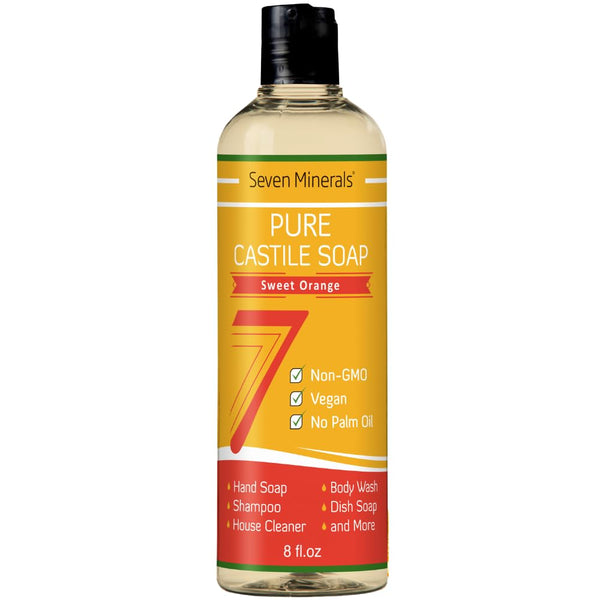 Pure Castile Soap, Sweet Orange: Gentle Liquid Soap for Sensitive Skin & Baby Wash, All Natural Vegan Formula