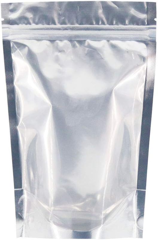 SumDirect Reusable Aluminium Foil Zipper Stand Up Food Pouches, 4.7x7 Inches, 7.6oz, Pack of 50