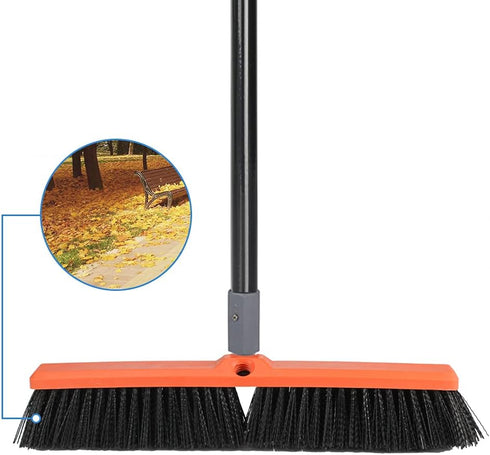 TreeLen 18 inch Push Broom - Heavy Duty Outdoor Broom for Driveways, Sidewalks, Patios, Cleans Dirt & Debris