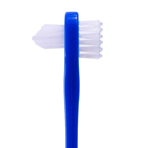 OASISGUEST Denture Cleaning Brush Set, T-Shaped Special Toothbrush, Hard Toothbrush for Denture Care (Blue, Red, White).