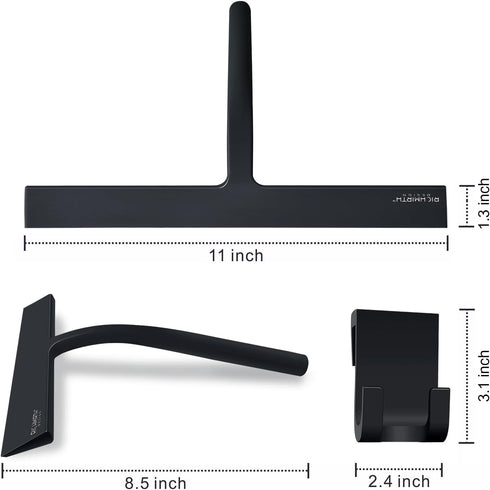 Silicone Rubber Blade & Hook Shower Window Squeegee - 11" Width for Bathroom Squeegee and Car Window