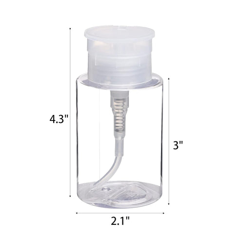 Pack of 3 Nail Polish Remover Pump Empty Dispenser Bottle for Alcohol, Acetone, 150ml, Clear Top Cap
