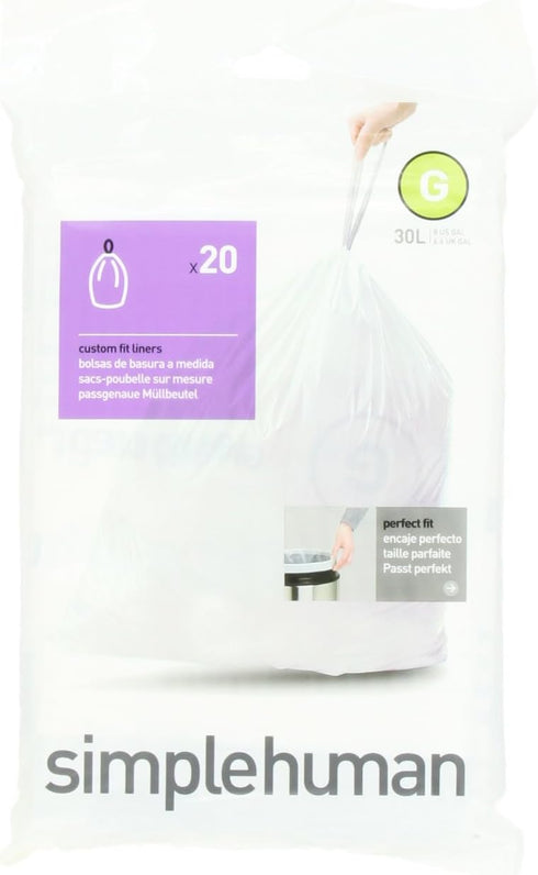 simplehuman Code G Custom Fit Drawstring Trash Bags in Dispenser Packs, 30