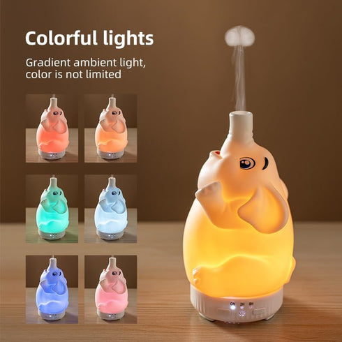 Mor bou Morbou Rotating Elephant Diffuser with Color Gradient Light, Ultrasonic Silent Essential Oil Diffuser for Home