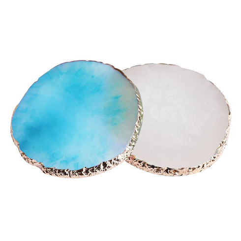 2 Pieces Resin Nail Art Palette with Gold Edge for Nail Gel Color Makeup Display and Mixing Tools