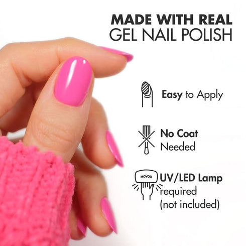 MOYOU LONDON 20 Pc Semi Cured Gel Nail Strips, Easy Apply & Remove Pastel Sweets Gel Wraps for Nails