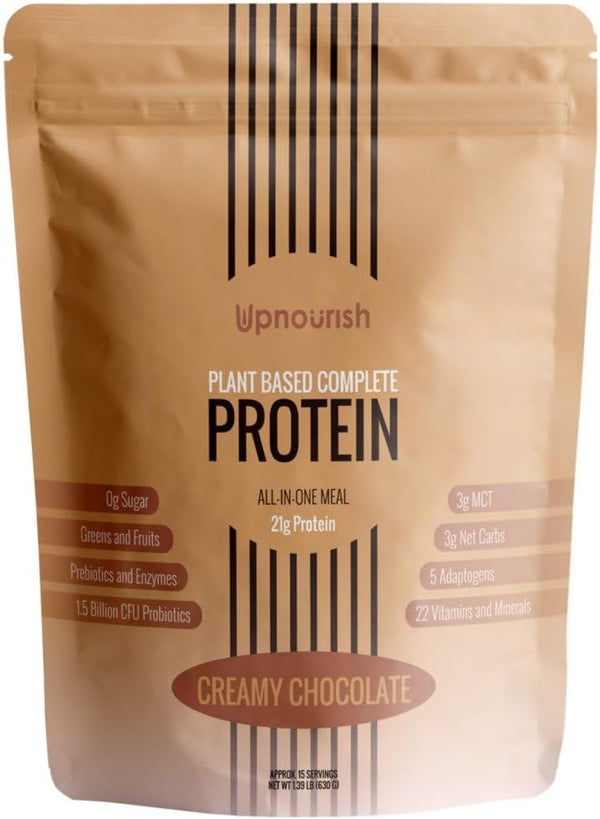 UpNourish Chocolate Vegan Protein Powder - Meal Replacement Shake, Gluten Free, Packed with Essential Vitamins