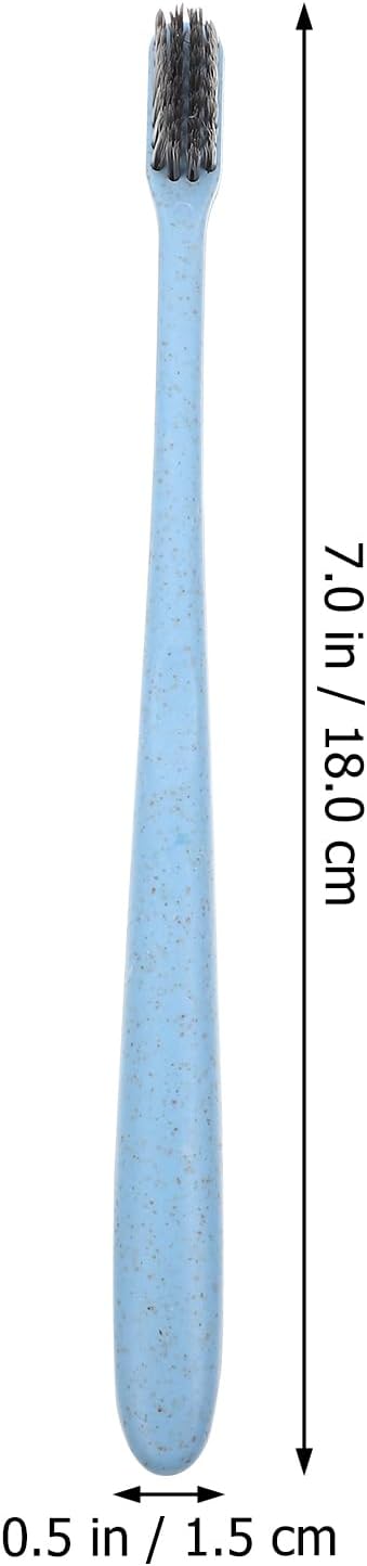 Pack 12 Wheat Straw Handle Toothbrush of with Soft Charcoal Bristles Ergonomic Manual Toothbrushes Portable for Travel