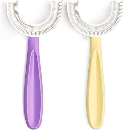 YOTEE U-Shaped Toothbrush for Kids, 2 PCS, Soft Silicone Brush Head, 360° Oral Teeth Cleaning