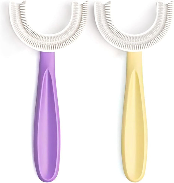 YOTEE U-Shaped Toothbrush for Kids, 2 PCS, Soft Silicone Brush Head, 360° Oral Teeth Cleaning