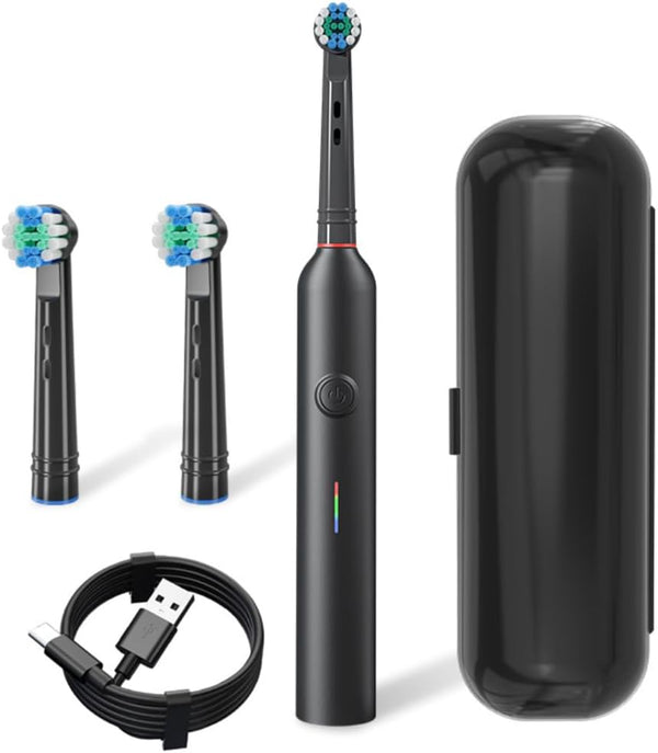 Vulpura 360 Rotating Head Electric Toothbrush - USB Charging, Soft Bristles